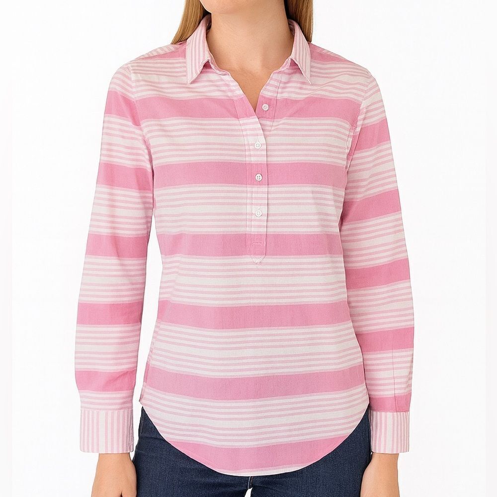 Vineyard Vines Pink & White Striped Button Down Shirt Size 0 - Picture 9 of 9